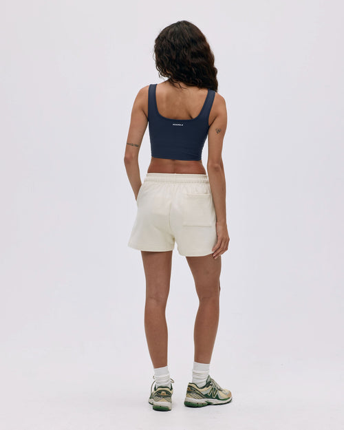 Varsity Sweat Shorts - Marshmallow White/Midnight Blue