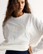 Varsity Long Sleeve Drop Shoulder T-shirt - White/Marshmallow White