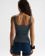 Soft Modal Rib Square Neck Cami Top - Storm Blue