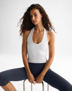 Soft Modal Halter Neck Tank Top - White