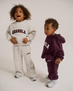Mini Varsity Straight Leg Sweatpants - Light Grey Melange/Dark Cherry