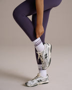 Sport Stripe Socks - White/Dark Plum