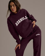 Varsity Oversized Hoodie - Dark Cherry/Marshmallow White