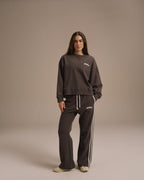 Varsity Loose Fit Sweatpants - Coffee Bean/Marshmallow White