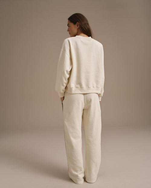 Varsity Loose Fit Sweatpants - Marshmallow White/Coffee Bean