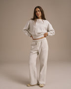Varsity Loose Fit Sweatpants - Light Grey Melange/Marshmallow White